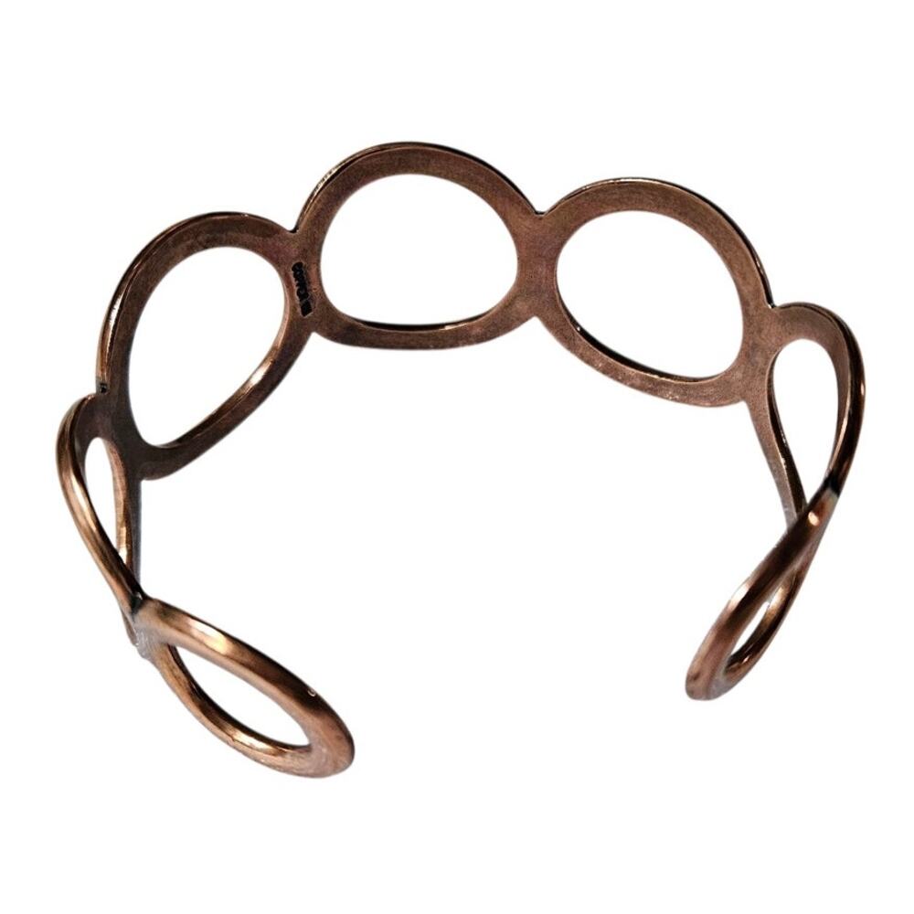 Vintage Copper Cuff Bracelet Geometric Circles Modernist Abstract Art Jewelry